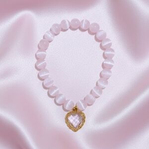 Pink Selenite Bracelet With Charm